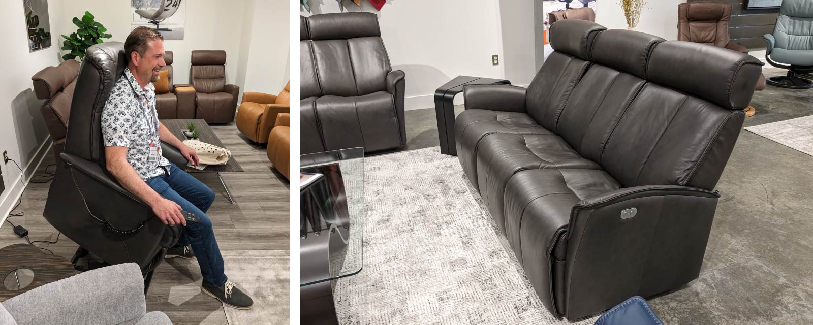 Motorized sofas and recliners in leather from Fjords