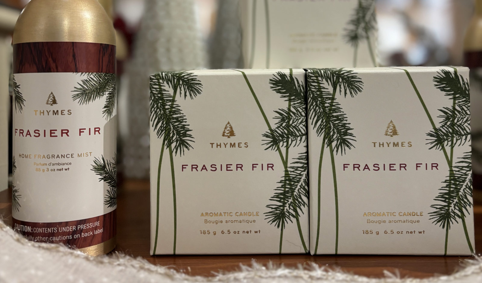 Candles and room spray in Frasier Fir scent