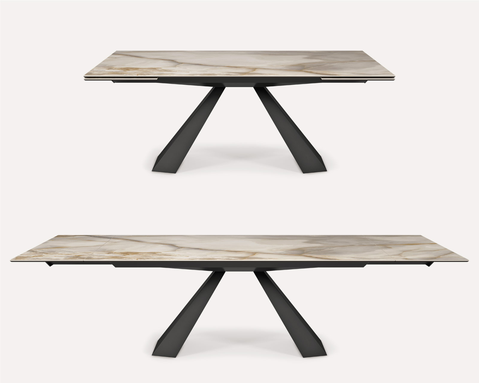 Eliot Keramik Drive Table from Cattelan Italia, closed and open